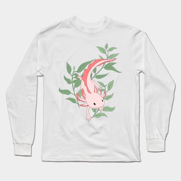 axolotl Long Sleeve T-Shirt by Miri Art